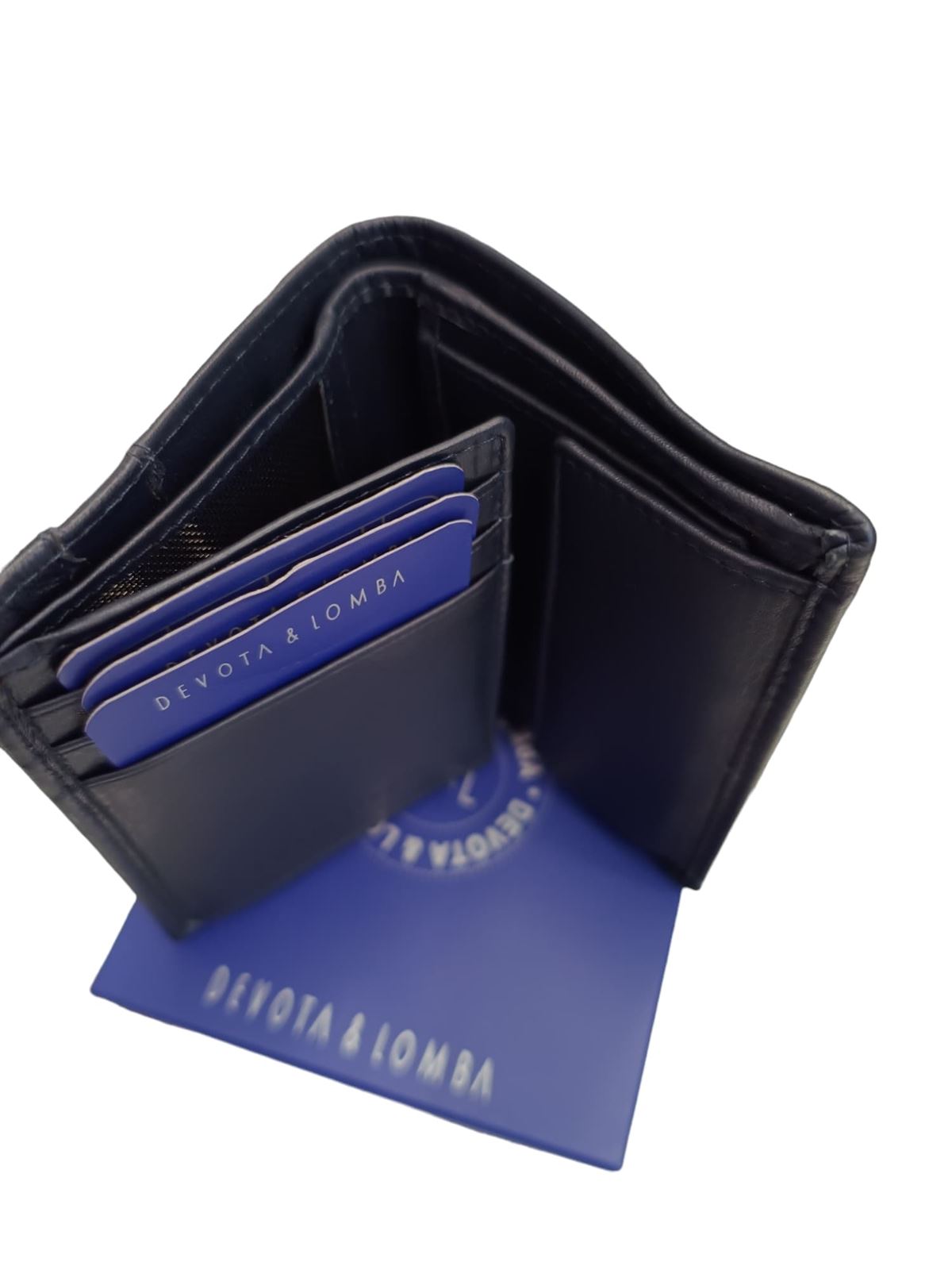 Billetera de hombre azul en piel con cierre de goma y monedero - Imagen 2