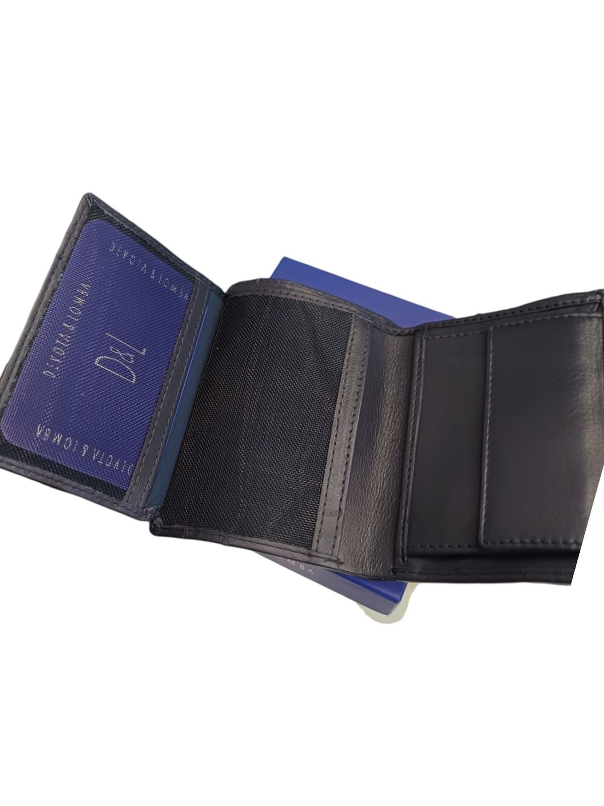 Billetera de hombre azul en piel con cierre de goma y monedero - Imagen 3
