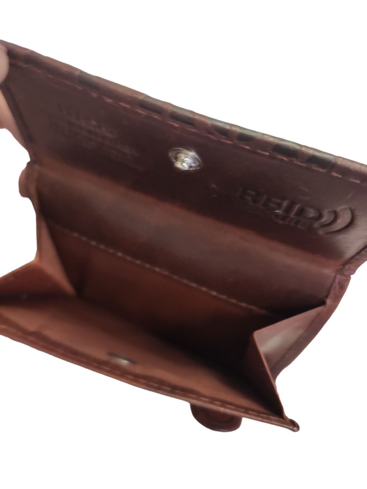 Billetera monedero pequeño en piel con protección RFID - Imagen 3