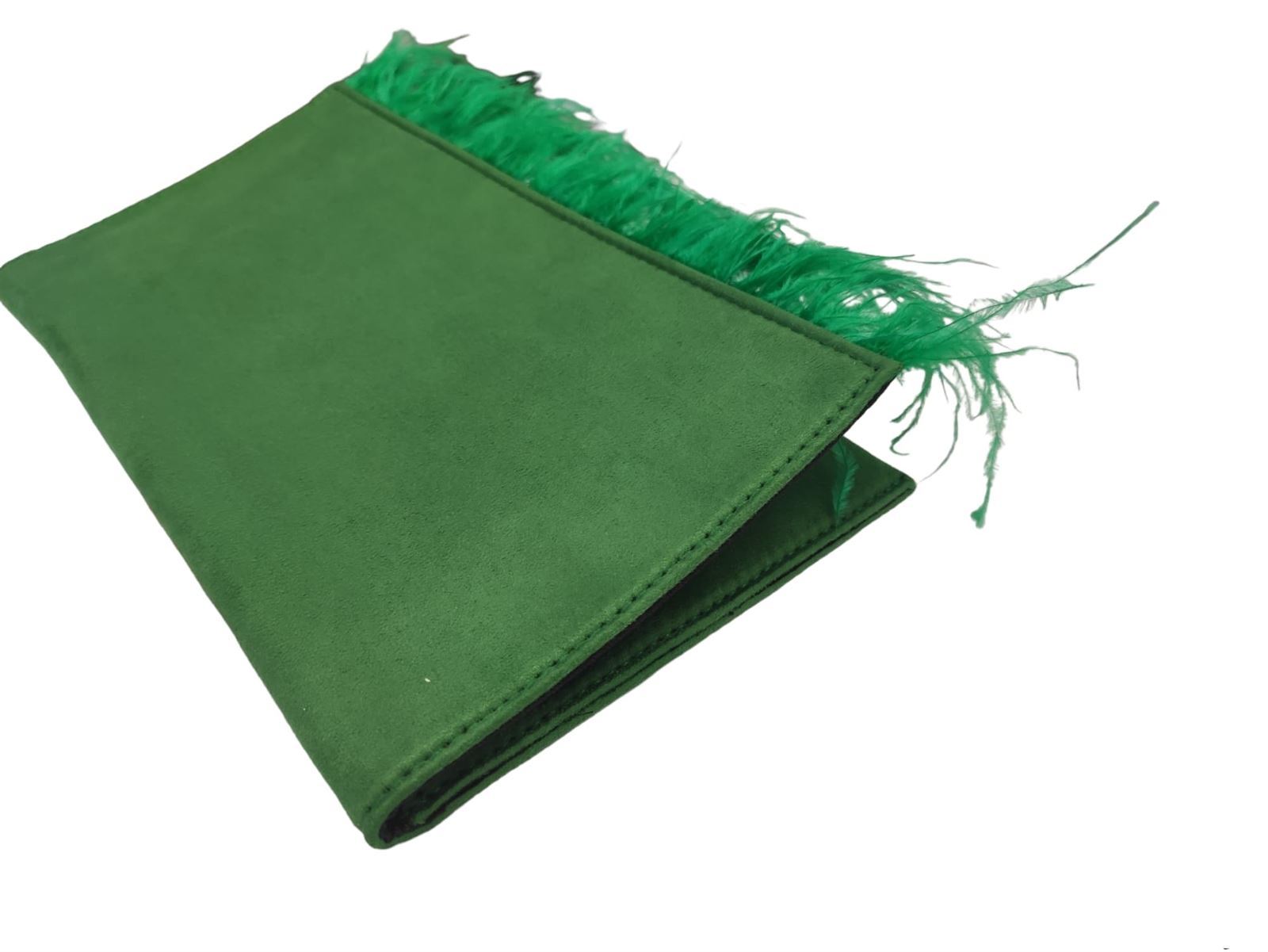 Bolso sobre con plumas verde hierva - Imagen 3