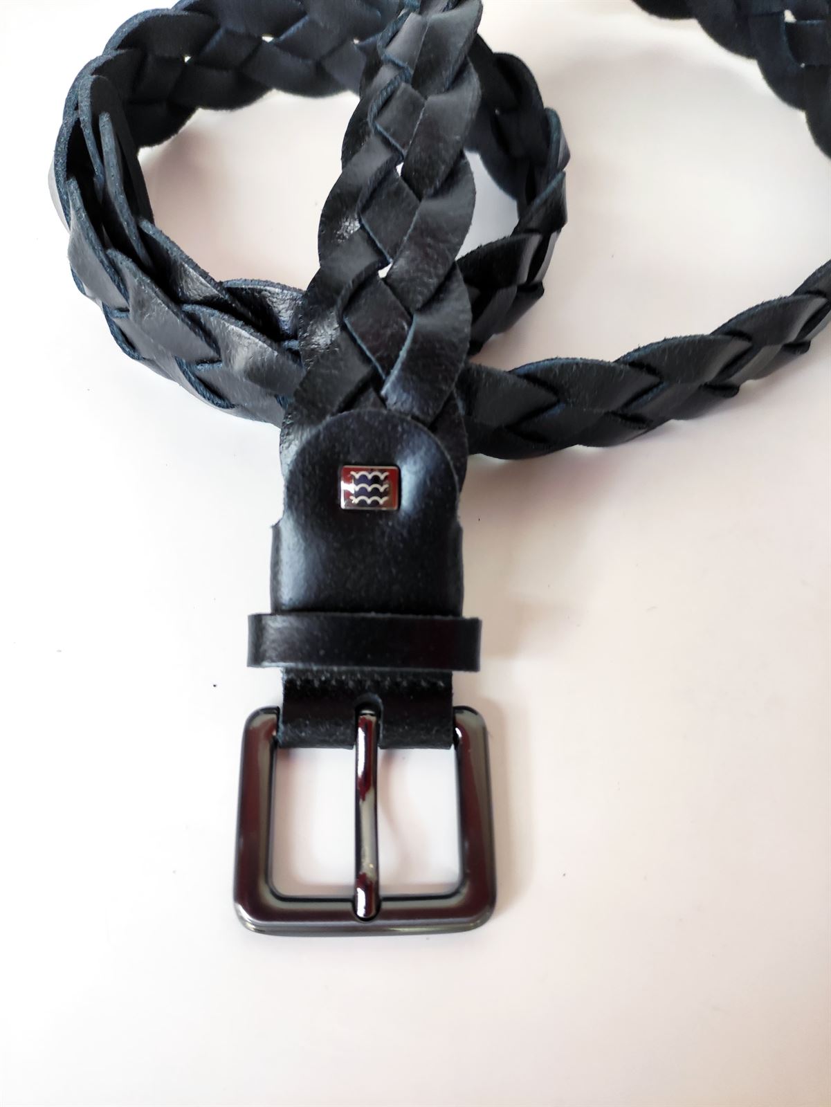 Cinturón en piel trenzado negro - Imagen 2