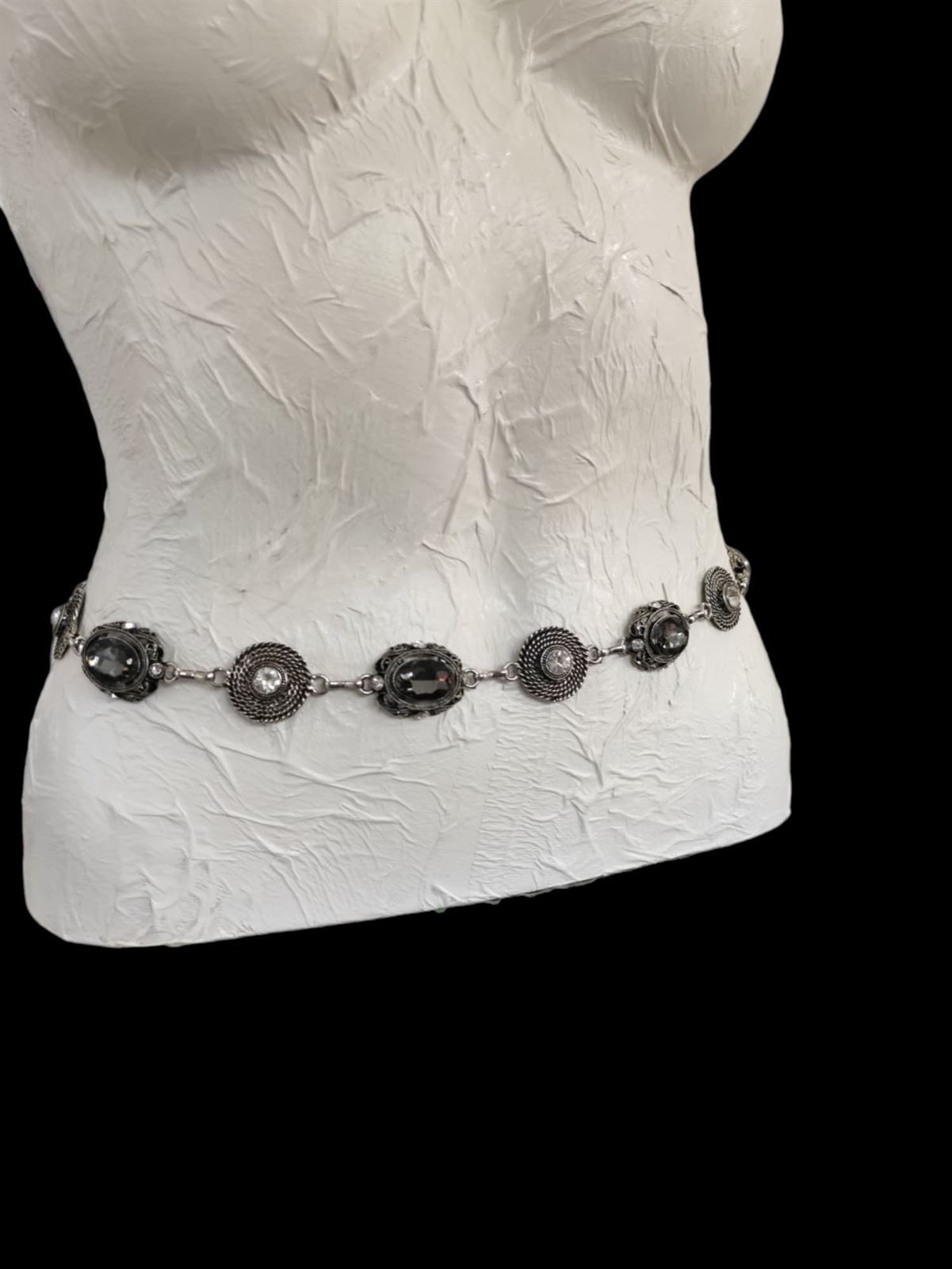 Cinturón plata vieja con cristal - Imagen 1