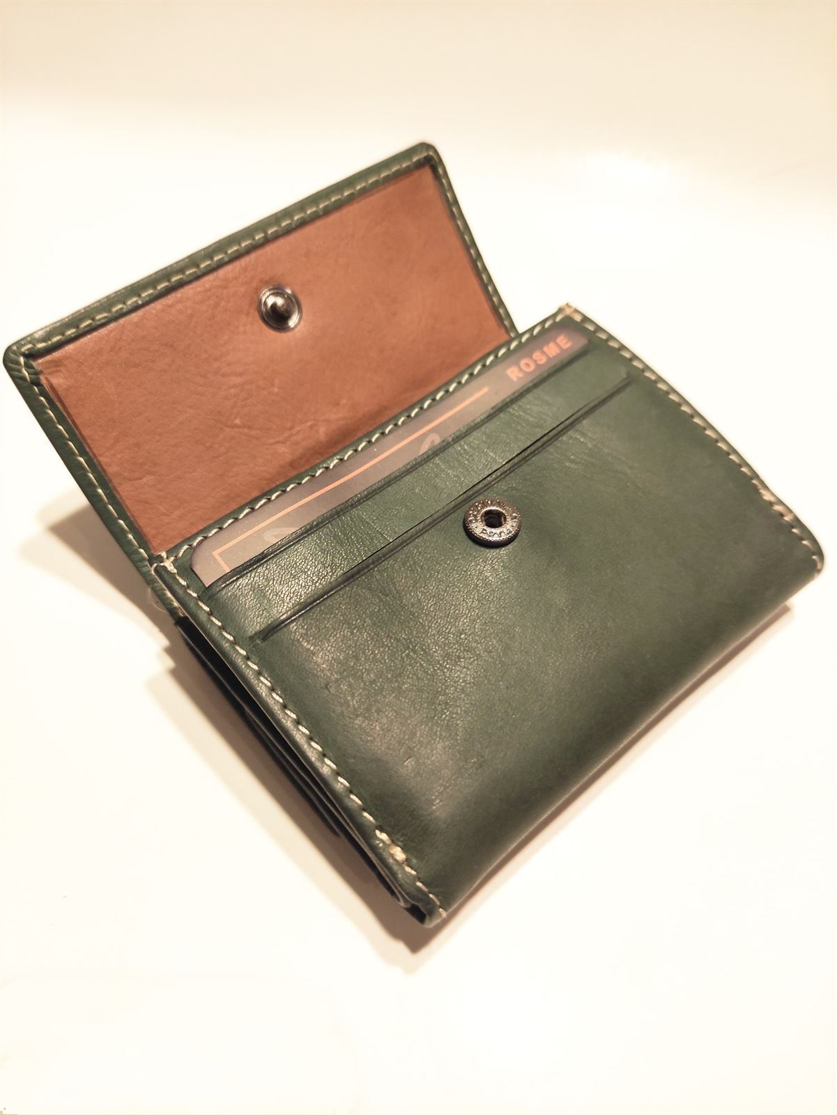 Mini billetera con monedero en piel - Imagen 5
