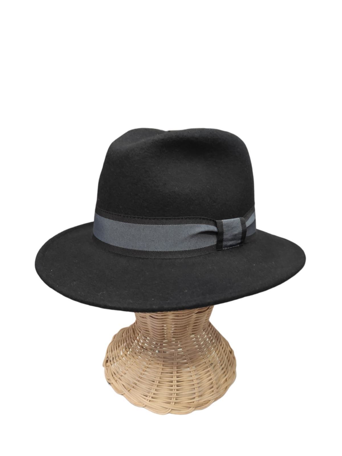 Sombrero borsalino negro de lana - Imagen 1