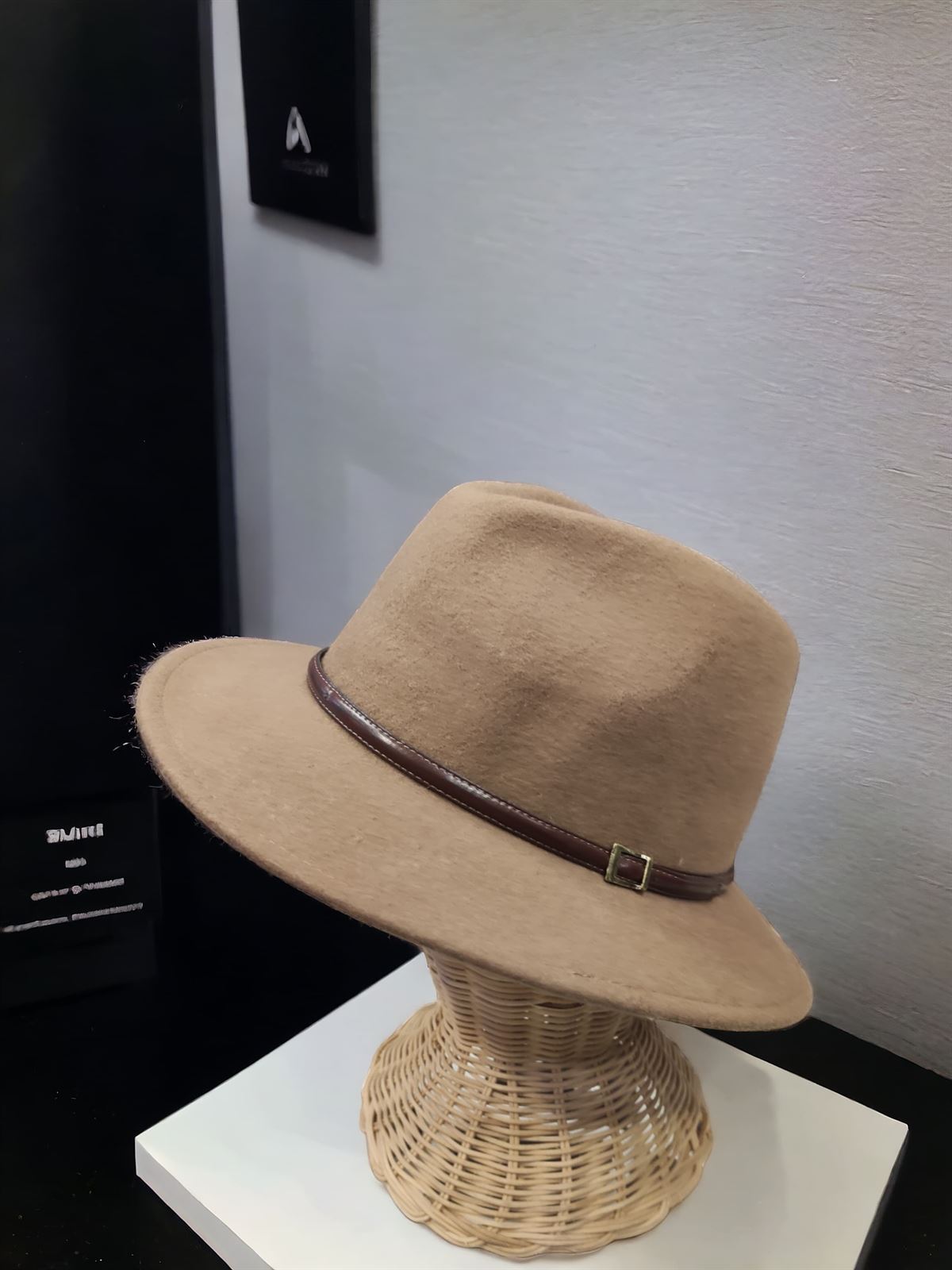 Sombrero fedora Camel de lana - Imagen 1