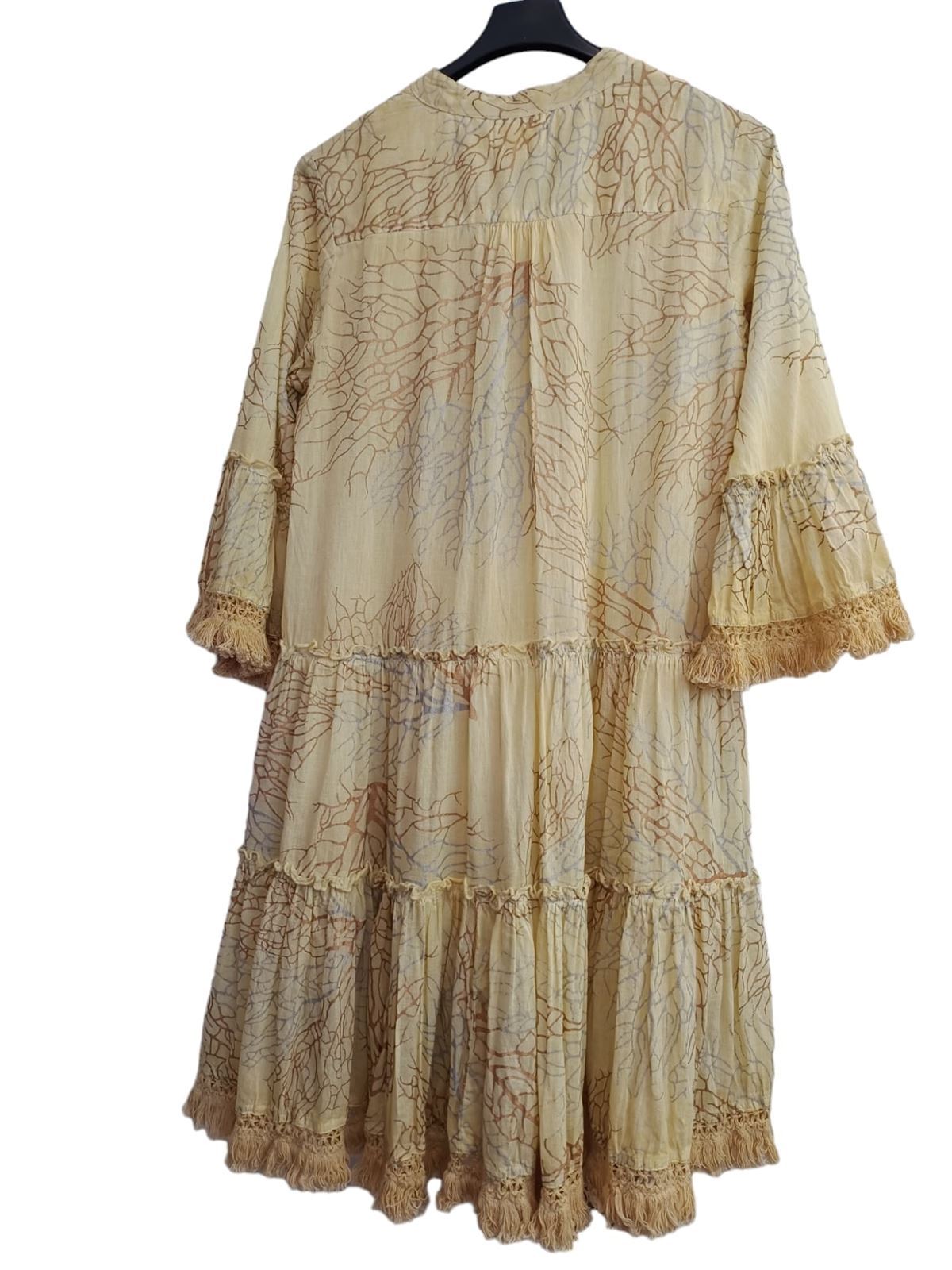 Vestido algodón flojo tonos amarillo y marrón - Imagen 8