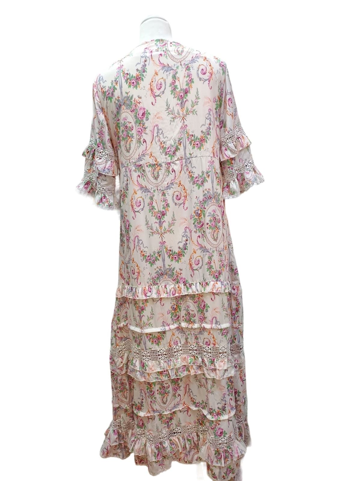 Vestido original largo en seda de verano con botones - Imagen 4